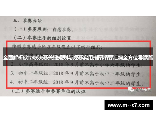 全面解析欧协联决赛关键规则与观赛实用指南精要汇编全方位导读篇